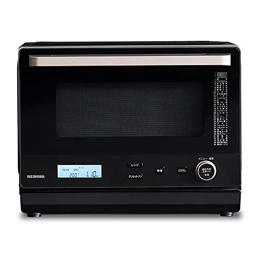 アイリスオーヤマ スチームオーブンレンジ 26L フラットテーブル 時短調理 スピードあたため 自動メニュー35種類 ブラック MO-FS2601の外観・全体像 画像