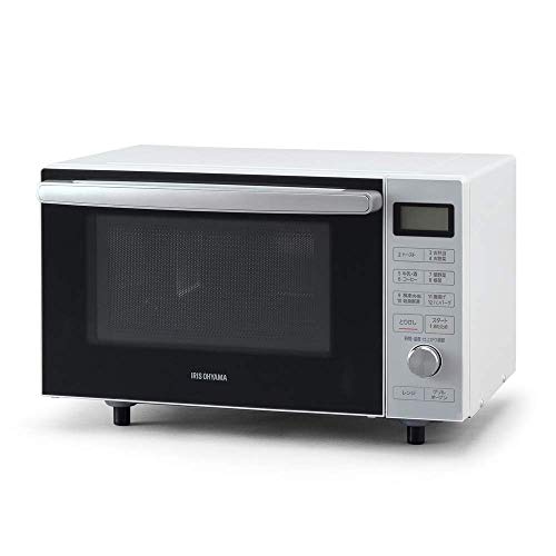 アイリスオーヤマ 過熱水蒸気 オーブンレンジ スチーム調理 18L カップ式 フラットテーブル ヘルツフリー 全国対応 レンジ~600W オーブン~200℃ グリル930W 発酵機能 自動メニュー11種 トースト 出力3段階 1年メーカー保証 ホワイト MO-F1806-Wの外観・全体像 画像