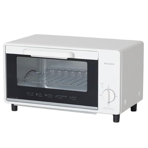 MAXZEN トースター 1000W 2枚焼き タイマー15分 オーブントースター 焼きムラ防止 シンプル コンパクト 受け皿付き パンくずトレイ付き 白 ホワイト MT-MD01-WH マクスゼンの外観・全体像 画像