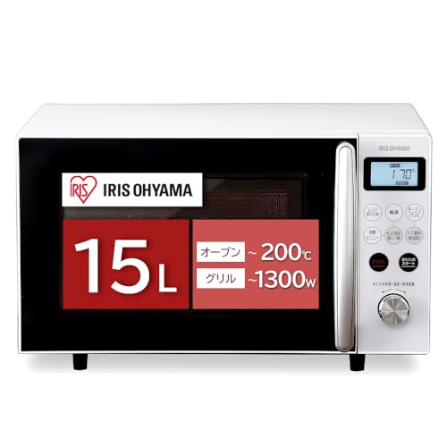 アイリスオーヤマ(IRIS OHYAMA) オーブンレンジ 15L ターンテーブル ヘルツフリー 全国対応 レンジ~600W オーブン~200℃ グリル~1300W 発酵機能 自動メニュー8種 トースト 1年メーカー保証 ホワイト MO-T1501-Wの外観・全体像 画像