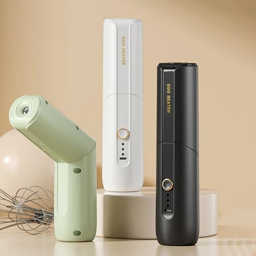 折りたたみ式・ハンドミキサ 3段階スピード調整 ハンドミキサーコードレス ワンプッシュ操作 ビーター2本付属 ビーター取外し可能 キッチン用 調味料・卵・ジャム 泡立て器 電動 スリム コンパクト 304ステンレス (ピンク,B)の特徴・詳細 画像