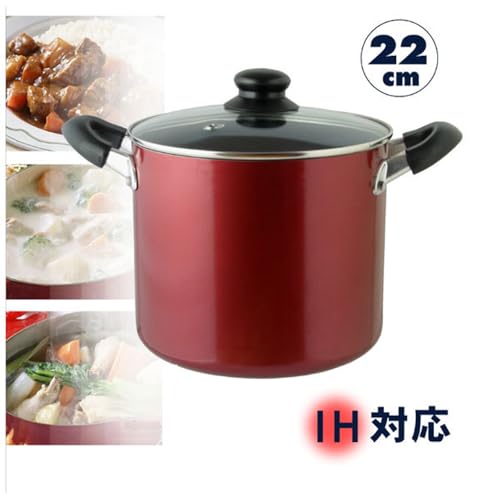 リビング キュイジーヌ 寸胴鍋 22cm ガス火 IH対応 フッ素加工 焦げ付きにくい カレー シチュー レッド 505800の詳細・まとめ 画像