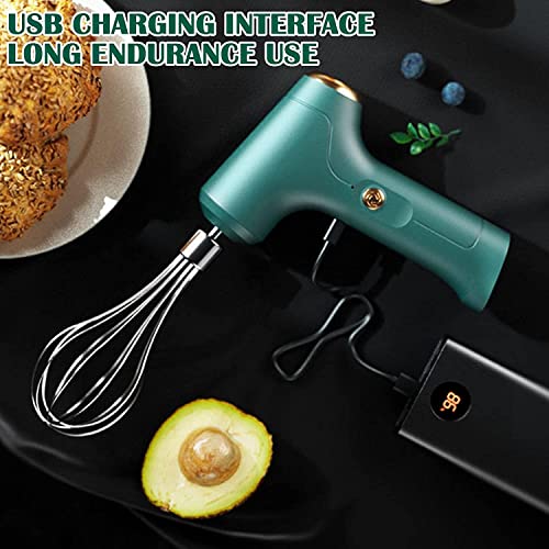 ハンドミキサ電動 泡立て器 卵ビータコードレ小型 ハイパワUSB充電2種類ミキシングヘッド 電気ハンドミキサ軽量 使いやす家庭料理 お菓子作キッチン用品の特徴・詳細 画像