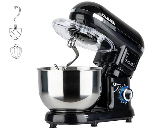 KALELAISU スタンドミキサー 業務用スタンドミキサ 5.5L大容量ボウル 99分タイマー機能 7段階変速 3種類アタッチメント付き 混ぜる・練る・泡立てる 多機能メタルミキサー パンこね機 家庭用 業務用 卓上型ミキサー キッチンエイド stand mixerの外観・全体像 画像