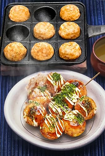 イシガキ産業 鉄鋳物 たこ焼き 9穴片手 3963 ブラック 幅16×奥行26.5×高さ3.2cmの特徴・詳細 画像