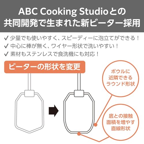 テスコム ハンドミキサー 泡立て器 立てて置ける自立式 5段階切替 【ABC Cooking Studioとの共同開発】 取り外しワンタッチ ビーター 収納付き コードクリップ付き ホワイト 正規品 THM273 Wの特徴・詳細 画像