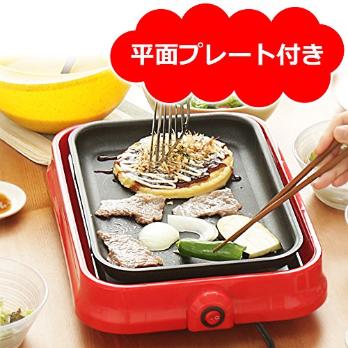 アイリスオーヤマ たこ焼き器 着脱式 2WAY (たこ焼きプレート 24穴 平面プレート) レッド PHP-24W-Rの特徴・詳細 画像