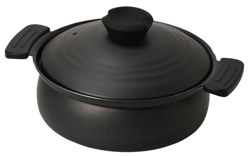パール金属 軽量 土鍋風卓上鍋 18cm IH対応 ふっ素加工 ブラック HC-463の外観・全体像 画像