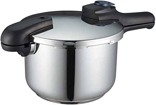 パール金属 圧力鍋 5.5L IH対応 3層底 切り替え式 レシピ付 クイックエコ H-5042 ステンレス鋼 フラストレーション・フリー・パッケージ 発送の外観・全体像 画像