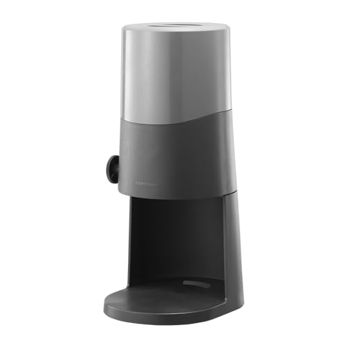 【2025年モデル コンパクト収納】 ドウシシャ かき氷器 電動 ふわふわ とろ雪 刃の高さ調節機能付 製氷カップ2個付(Mサイズ) レシピ付 ブラックの外観・全体像 画像