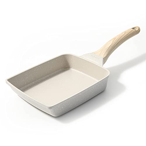 CAROTE カローテ 卵焼き フライパン 14*18cm IH・ガス火対応 PFOA PFOS フリー 卵焼き器 マーブルコート スルスルすべる くっつきにくい お手入れが簡単 グレージュ 一年補償 cosy（14*18cm）の外観・全体像 画像