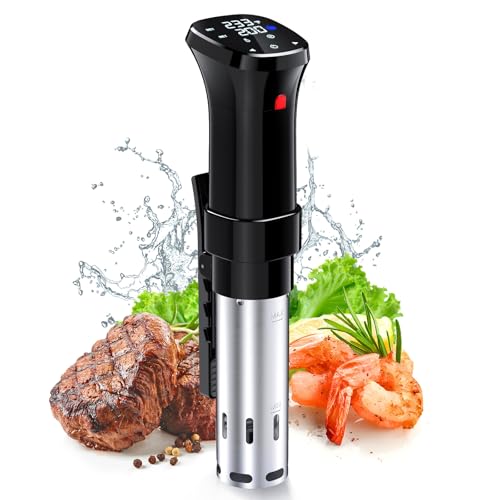 低温調理器 1100Wハイパワー 低温調理器具 24時間 予約機能 真空調理器 スロークッカー レシピ付き IPX7防水 タッチパネル クリップ式 低温調理機 低音調理器 タイマー 温度設定 五重安心保護 日本語取扱説明書の外観・全体像 画像