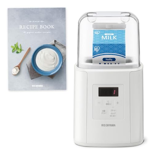 ＼メディアで紹介されました！／アイリスオーヤマ ヨーグルトメーカー 豆乳パック対応 甘酒メーカー 飲むヨーグルト 低温調理 自動メニュー レシピ付き IYM-016-W ホワイトの外観・全体像 画像