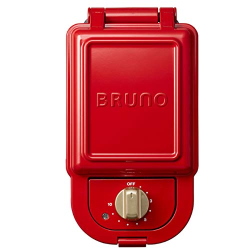 ブルーノ BRUNO ホットサンドメーカー 耳まで焼ける 電気 シングル レッド BOE043-RDの外観・全体像 画像