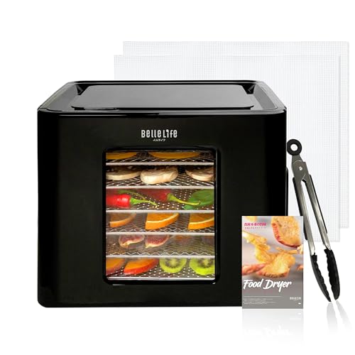フードドライヤー Bellelife 食品乾燥機 野菜乾燥機ド ジャーキーメーカー 6段 最新型 2in1 ヨーグルトメーカー 発酵食品 梅干し 干し芋 鰹節 野菜 肉 乾燥機 ドライフルーツ ドライフード 専用レシピ 0.5h〜48h 無添加 BLF-400DLSの外観・全体像 画像
