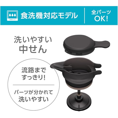 【食洗機対応モデル】 サーモス ステンレスポット 1.0L ダークグレー 保温ポット 卓上ポット 保温保冷 広口設計 TTG-1000 DGYの特徴・詳細 画像