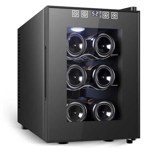ワインセラー 6本収納 ワインクーラー 缶ビール 日本酒セラー ペルチェ式 恒温保湿 20L容量 赤ワイン/白ワイン/ロゼ/日本酒/シャンパン保管の外観・全体像 画像
