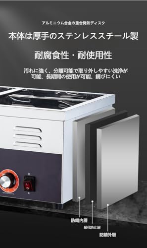 KDBT 業務用 おでん鍋 電気 9格/双9格 関東煮マシン おでんマシン 加厚ステンレス 着脱式 洗いやすい 透明PC蓋付き 温度調節50-300℃ 多機能 (9室ダブルシリンダーおでんメーカー + 大型ダストカバー)の特徴・詳細 画像