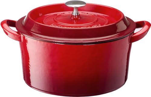 イシガキ 両手鍋 鉄鋳物 ボン・ボネール ココット ガス火 IH 兼用 レッド 22cmの外観・全体像 画像