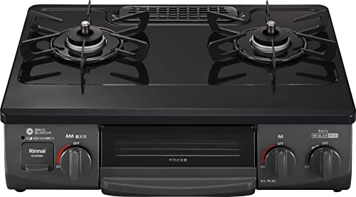 リンナイ ガステーブル ガスコンロ プロパンガスLPG用 幅約56cm 片面焼きグリル 左強火力 KG35NBKL/LP ブラックの外観・全体像 画像