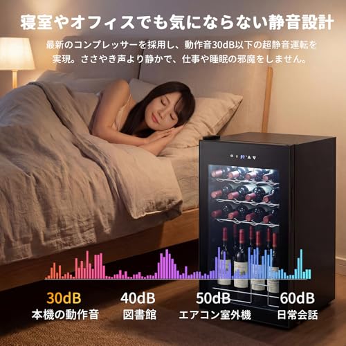 ワインセラー 24本収納 65L容量 コンプレッサー式 ワインクーラー 缶ビール 日本酒セラー 恒温保湿 一升瓶 赤ワイン 白ワイン ロゼ シャンパン保管の特徴・詳細 画像