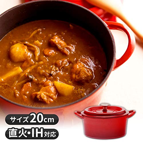 グッドプラス (GoodPlus+) キャストポット 20㎝ レッド 鋳物ホーロー鍋 無水調理 蒸気循環 外面ホーロー加工 内面特殊マットホーロー加工 ステンレスつまみ レシピブック付き IHオール熱源対応の詳細・まとめ 画像