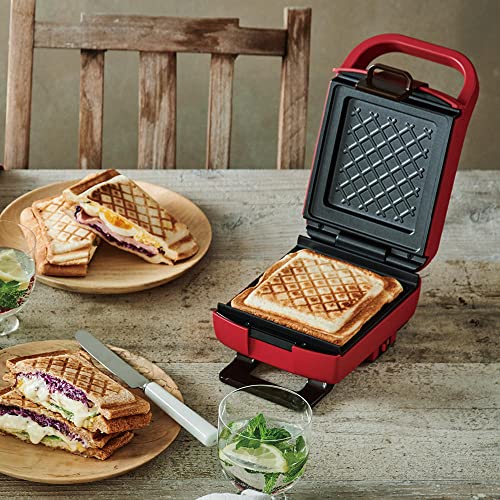 recolte レコルト プレスサンドメーカー プラッド ホットサンドメーカー 2枚 耳まで焼ける トースター 簡単操作 マットレッド RPS-2(R)の詳細・まとめ 画像