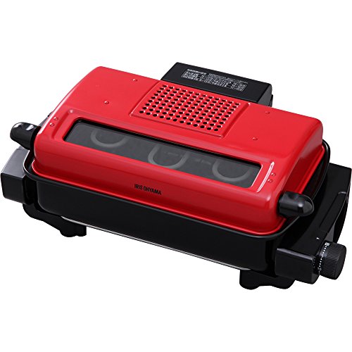 アイリスオーヤマ 魚焼きグリル 無煙ロースター マルチロースター 魚焼き器 レッド EMT-1101-Rの外観・全体像 画像