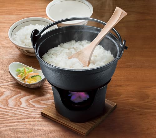 イシガキ いろり鍋 黒 16cm 木蓋付き コンロセット 鍋 ガス火 IH 対応 鉄鋳物 3983の特徴・詳細 画像