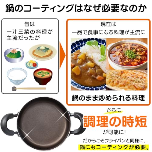 【新生活応援】アイリスオーヤマ 両手鍋 24㎝ 鍋 蓋つき ガス火/IH対応 ガラス蓋付き ダイヤモンドコート 長持ち こびりつきにくい お手入れ簡単 ブラック DIS-P24の特徴・詳細 画像