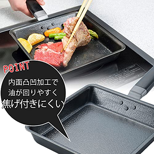 下村企販 フライパン 角型 20cm 蓋付き 【日本製】 ガス火・IH対応 鉄製 餃子鍋 餃子を隅まで並べられる こびりつきにくい ハンバーグ ステーキ 燕三条 39000の特徴・詳細 画像