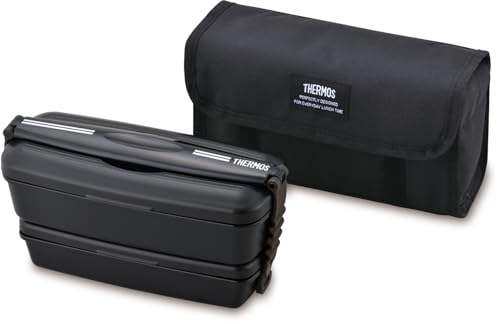 サーモス 弁当箱 2段 フレッシュランチボックス 900ml ディープブラック DJB-906W DPBKの外観・全体像 画像