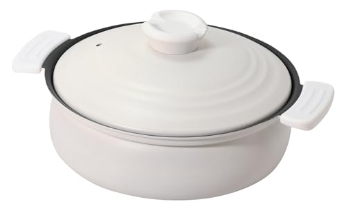 パール金属 軽量 土鍋風卓上鍋 20cm IH対応 ふっ素加工 ホワイト HC-460の外観・全体像 画像