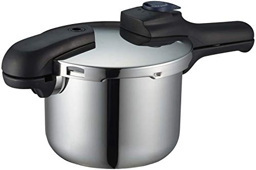 パール金属 圧力鍋 3.5L IH対応 3層底 切り替え式 レシピ付 クイックエコ H-5040 ステンレス鋼の外観・全体像 画像