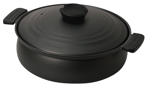 パール金属 軽量 土鍋風卓上鍋 26cm IH対応 ふっ素加工 ブラック HC-466の外観・全体像 画像