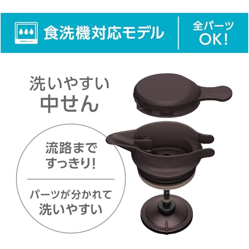 【食洗機対応モデル】 サーモス ステンレスポット 1.5L ブラウン 保温ポット 卓上ポット 保温保冷 広口設計 TTG-1500 BWの特徴・詳細 画像