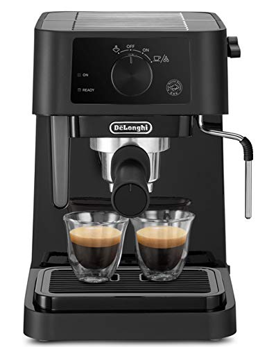 DeLonghi(デロンギ) De'Longhiエスプレッソメーカー スティローザ EC235J-BK カプチーノ ラテアート エスプレッソマシン ステンレス製ミルクフロッサー スタイリッシュ エントリーモデル [ブラック] ファミリー登録で3年保証の外観・全体像 画像