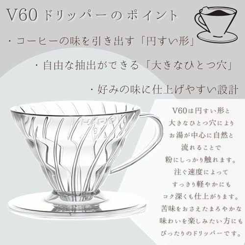HARIO(ハリオ) V60 透過ドリッパー 03 クリア 1~6杯用 コーヒー ハンドドリップ 日本製 VDR-03-Tの特徴・詳細 画像