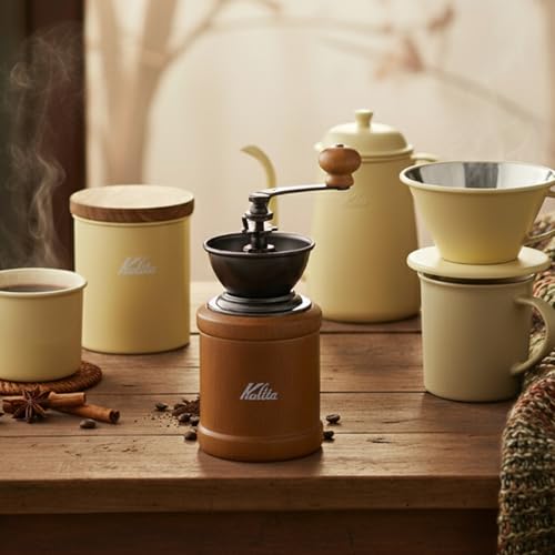 【Amazon.co.jp 限定】 カリタ Kalita コーヒーミル 木製 粒度の安定性が高いアルミ製グラインダー KH-3AM 粗さ調整可能 手挽き コーヒーミル ブラウン #42188 ミル コーヒー初心者 小型 持ち運び カフェ インテリア レトロ キャンプ アウトドア アンティーク プレゼント記念日 ギフトの特徴・詳細 画像