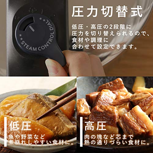 パール金属 圧力鍋 5.5L IH対応 3層底 切り替え式 レシピ付 クイックエコ H-5042 ステンレス鋼 フラストレーション・フリー・パッケージ 発送の特徴・詳細 画像
