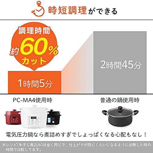 アイリスオーヤマ 電気圧力鍋 圧力鍋 2.2L 1~2人用 低温調理可能 卓上鍋 予約機能付き 自動メニュー69種類 ガラス蓋付き レシピブック付き ブラック PMPC-MA2-Bの特徴・詳細 画像