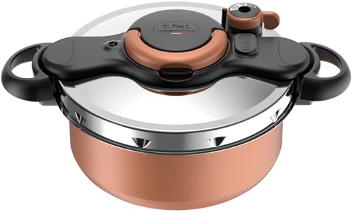 【オンライン限定】 ティファール 圧力鍋 5.2L 3~5人用 IH ガス火対応 圧力鍋モードと鍋モードの2つの調理方法 簡単開閉のフタ 角煮 肉じゃが レシピブック付き 「 クリプソ ミニット デュオ メタリックブラウン 」 P4705138の外観・全体像 画像