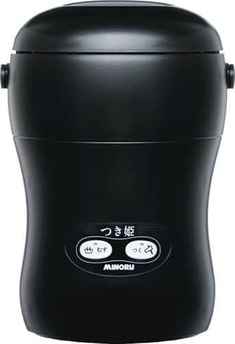 みのる産業 餅つき機 つき姫 国産 小型 3合 家庭用 コンパクト 餅つき 蒸す リッチブラック HS-037Bの外観・全体像 画像