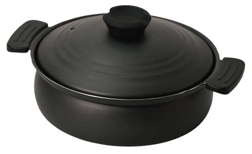 パール金属 軽量 土鍋風卓上鍋 20cm IH対応 ふっ素加工 ブラック HC-464の外観・全体像 画像