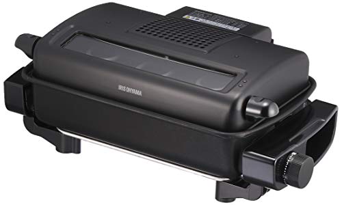 アイリスオーヤマ 魚焼きグリル 無煙ロースター ロースター 平面プレート付 EMT-1103-B ブラックの外観・全体像 画像
