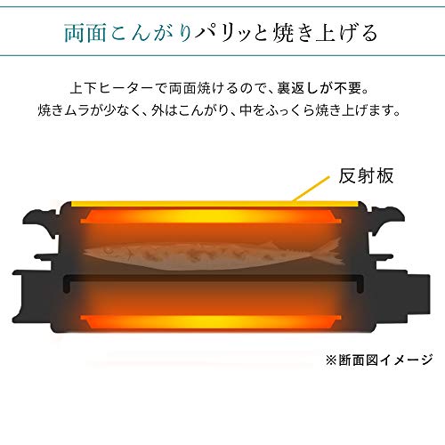 アイリスオーヤマ 魚焼きグリル 無煙ロースター ロースター 平面プレート付 EMT-1103-B ブラックの特徴・詳細 画像