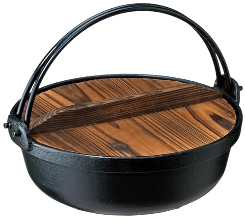 イシガキ産業 いろり鍋 黒 24cm 木蓋 付き ガス火 IH 対応 鉄鋳物 3985の外観・全体像 画像