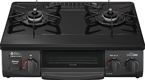 リンナイ ガステーブル ガスコンロ プロパンガスLPG用 幅約56cm 片面焼きグリル 右強火力 KG35NBKR/LP ブラックの外観・全体像 画像