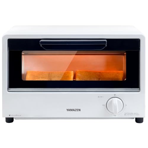 [山善] トースター オーブントースター 一人暮らし 二人暮らし トースト 2枚焼き 山型パン対応 1000W タイマー30分 受け皿付き ホワイト AMTC-010S(W)の外観・全体像 画像