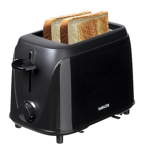 [山善] トースター ポップアップトースター 2枚焼き トースト コンパクト 一人暮らし 焼き色調節機能 6枚切 8枚切 ブラック YUE-750(B)の外観・全体像 画像